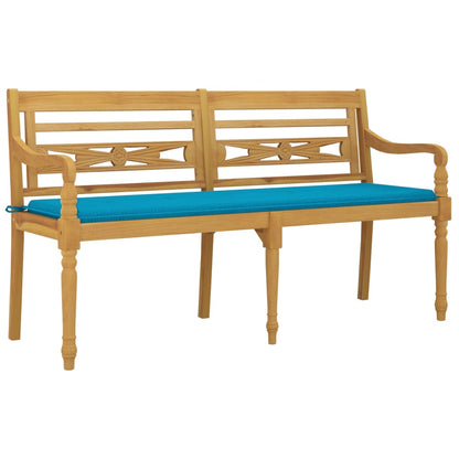 Batavia-Bank mit Blauem Kissen 150 cm Massivholz Teak - Pazzar.ch