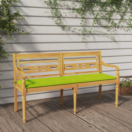 Batavia-Bank mit Hellgrünem Kissen 150 cm Massivholz Teak - Pazzar.ch