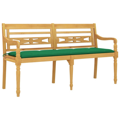 Batavia-Bank mit Grünem Kissen 150 cm Massivholz Teak - Pazzar.ch