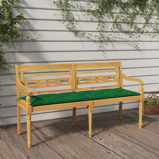 Batavia-Bank mit Grünem Kissen 150 cm Massivholz Teak - Pazzar.ch