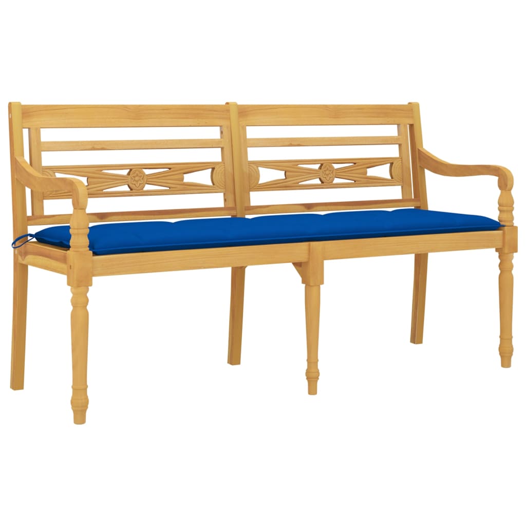 Batavia-Bank mit Blauem Kissen 150 cm Massivholz Teak - Pazzar.ch