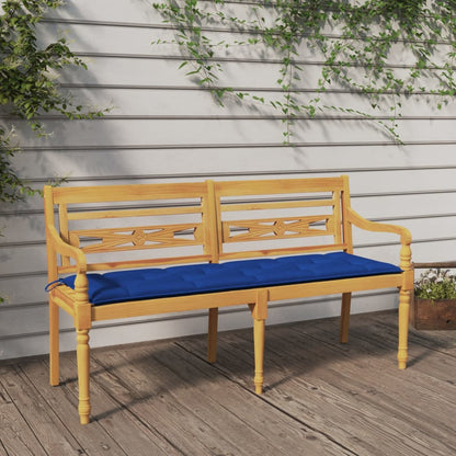 Batavia-Bank mit Blauem Kissen 150 cm Massivholz Teak - Pazzar.ch