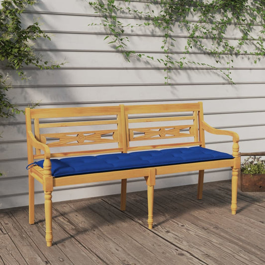 Batavia-Bank mit Blauem Kissen 150 cm Massivholz Teak - Pazzar.ch