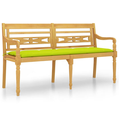 Batavia-Bank mit Hellgrünem Kissen 150 cm Massivholz Teak - Pazzar.ch