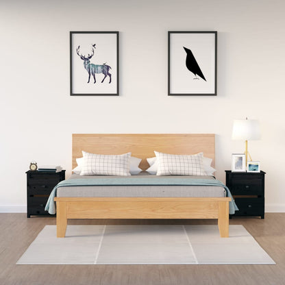 Nachttische 2 Stk. Schwarz 50x35x61,5 cm Massivholz Kiefer - Pazzar.ch
