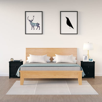 Nachttische 2 Stk. Schwarz 50x35x61,5 cm Massivholz Kiefer - Pazzar.ch