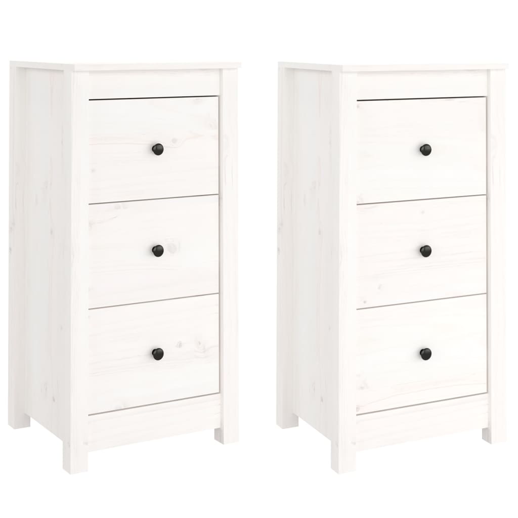 Sideboards 2 Stk. Weiß 40x35x80 cm Massivholz Kiefer - Pazzar.ch