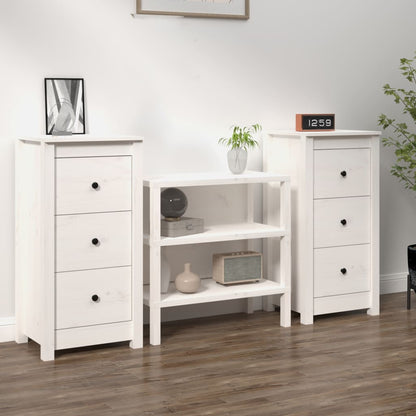 Sideboards 2 Stk. Weiß 40x35x80 cm Massivholz Kiefer - Pazzar.ch