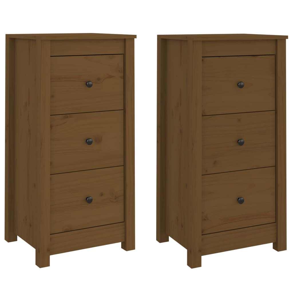 Sideboards 2 Stk. Honigbraun 40x35x80 cm Massivholz Kiefer - Pazzar.ch
