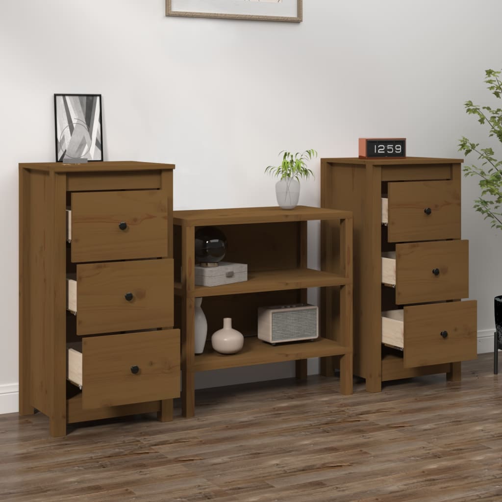 Sideboards 2 Stk. Honigbraun 40x35x80 cm Massivholz Kiefer - Pazzar.ch