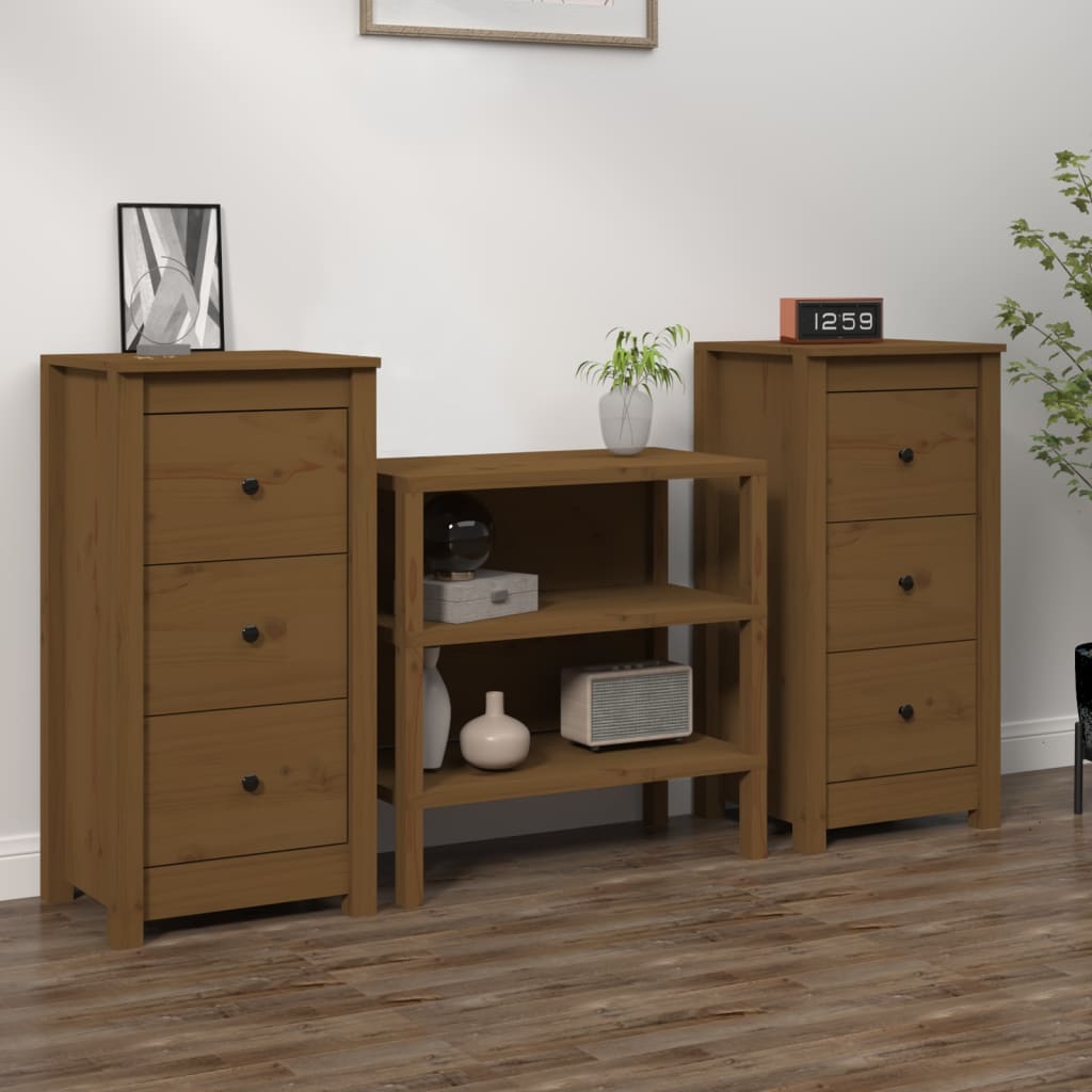 Sideboards 2 Stk. Honigbraun 40x35x80 cm Massivholz Kiefer - Pazzar.ch
