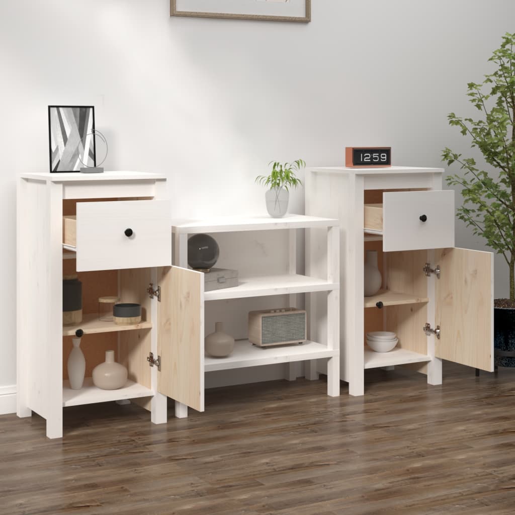 Sideboards 2 Stk. Weiß 40x35x80 cm Massivholz Kiefer - Pazzar.ch