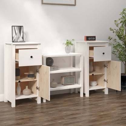 Sideboards 2 Stk. Weiß 40x35x80 cm Massivholz Kiefer - Pazzar.ch