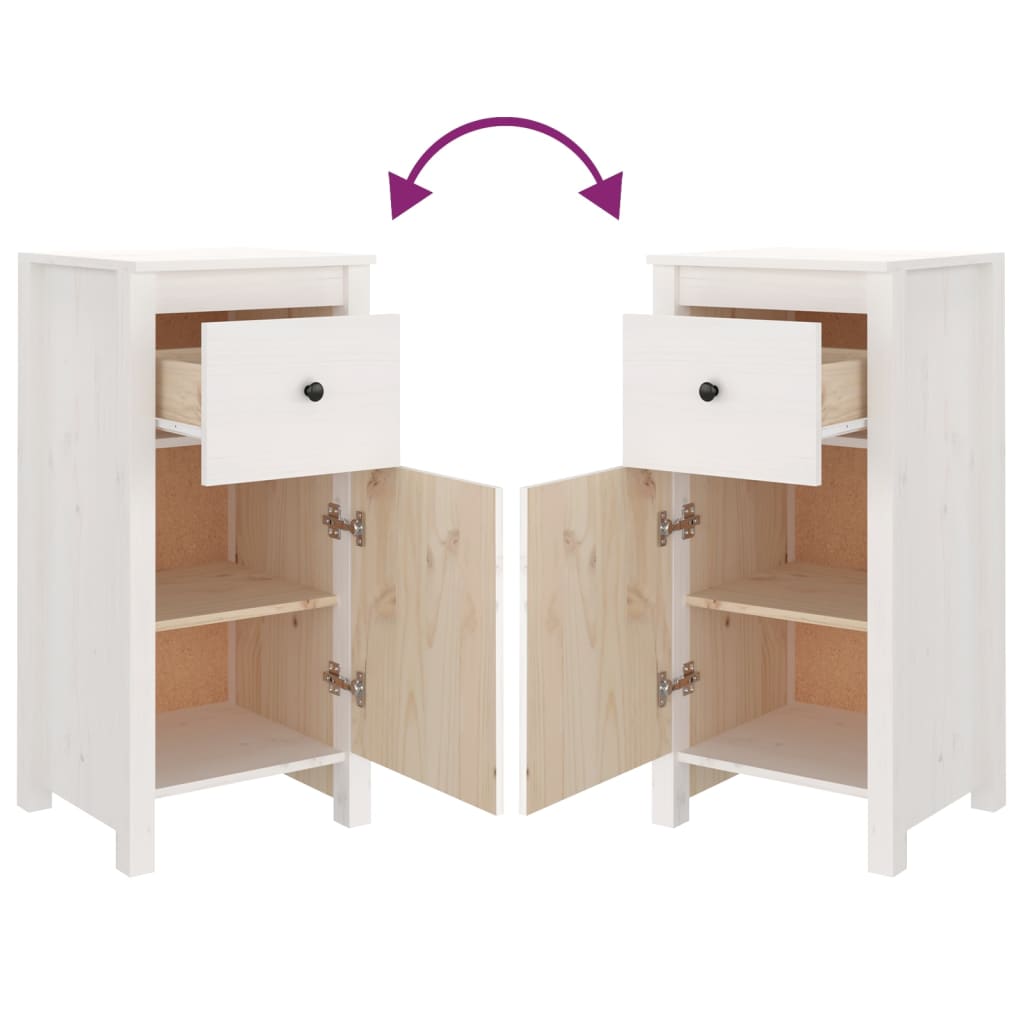 Sideboards 2 Stk. Weiß 40x35x80 cm Massivholz Kiefer - Pazzar.ch
