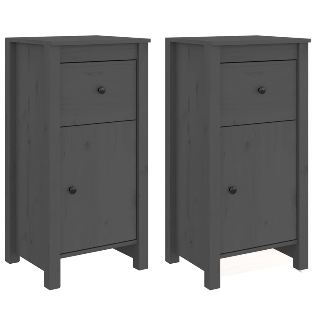 Sideboards 2 Stk. Grau 40x35x80 cm Massivholz Kiefer - Pazzar.ch