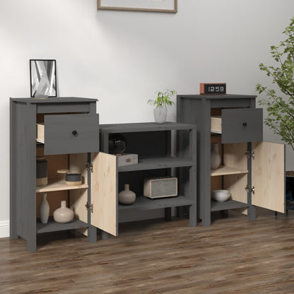 Sideboards 2 Stk. Grau 40x35x80 cm Massivholz Kiefer - Pazzar.ch