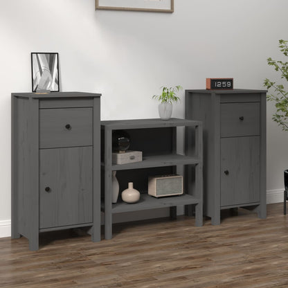 Sideboards 2 Stk. Grau 40x35x80 cm Massivholz Kiefer - Pazzar.ch
