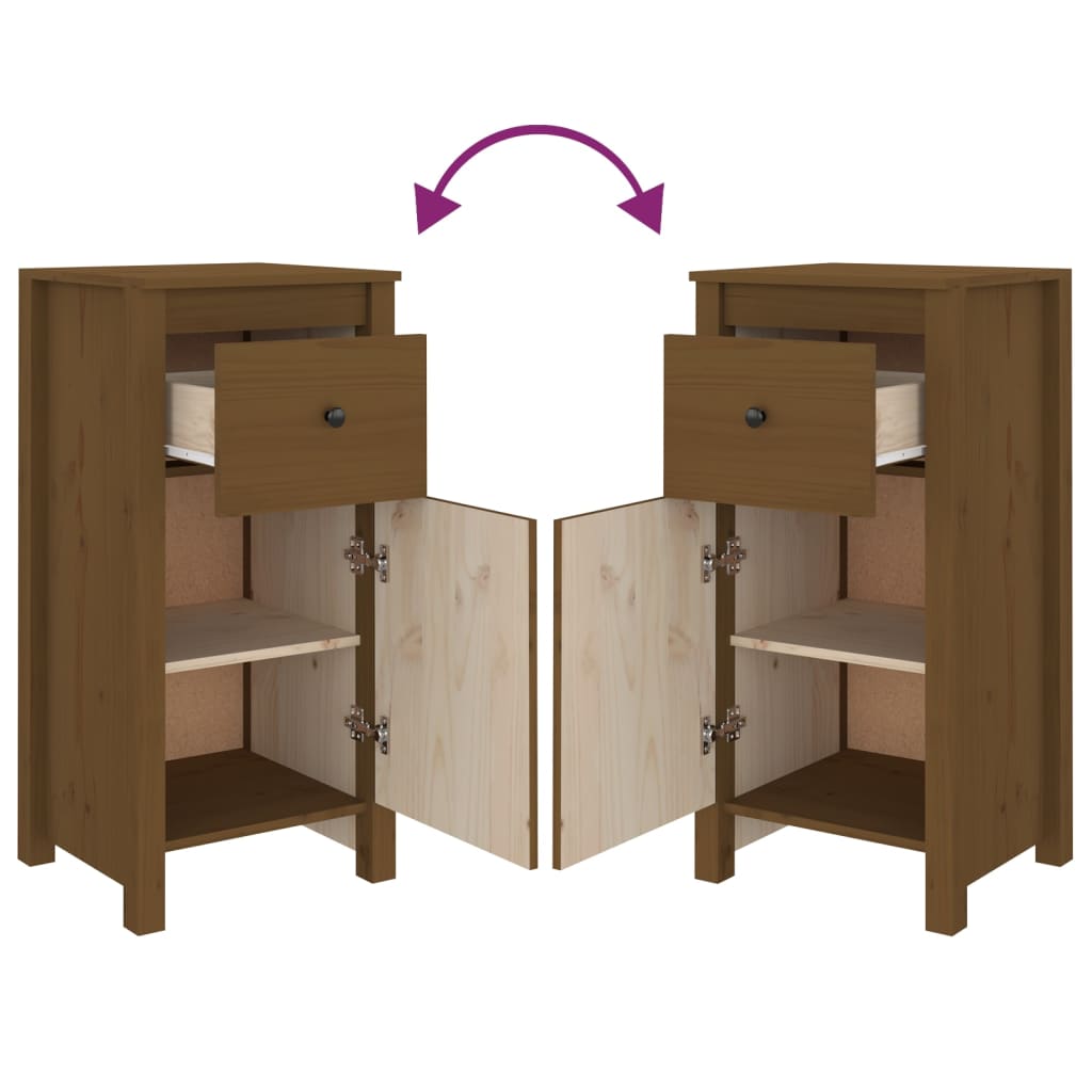 Sideboards 2 Stk. Honigbraun 40x35x80 cm Massivholz Kiefer