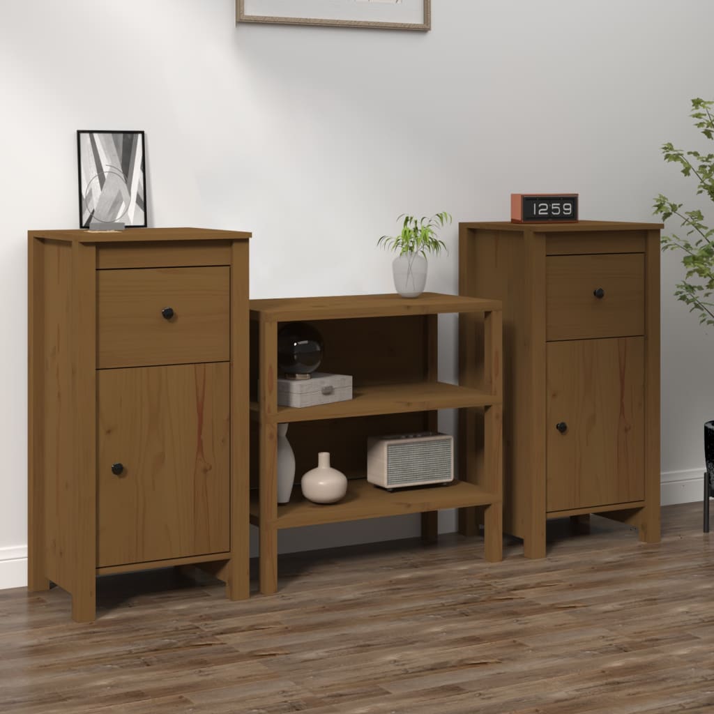 Sideboards 2 Stk. Honigbraun 40x35x80 cm Massivholz Kiefer - Pazzar.ch