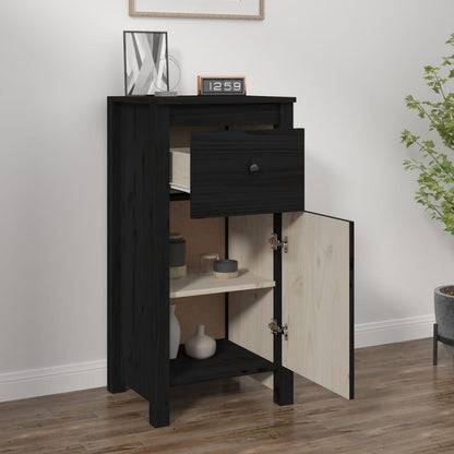 Sideboard Schwarz 40x35x80 cm Massivholz Kiefer - Pazzar.ch