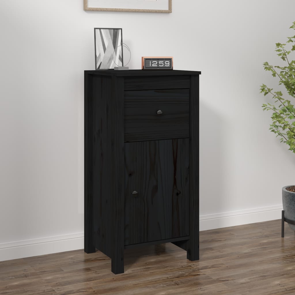 Sideboard Schwarz 40x35x80 cm Massivholz Kiefer - Pazzar.ch