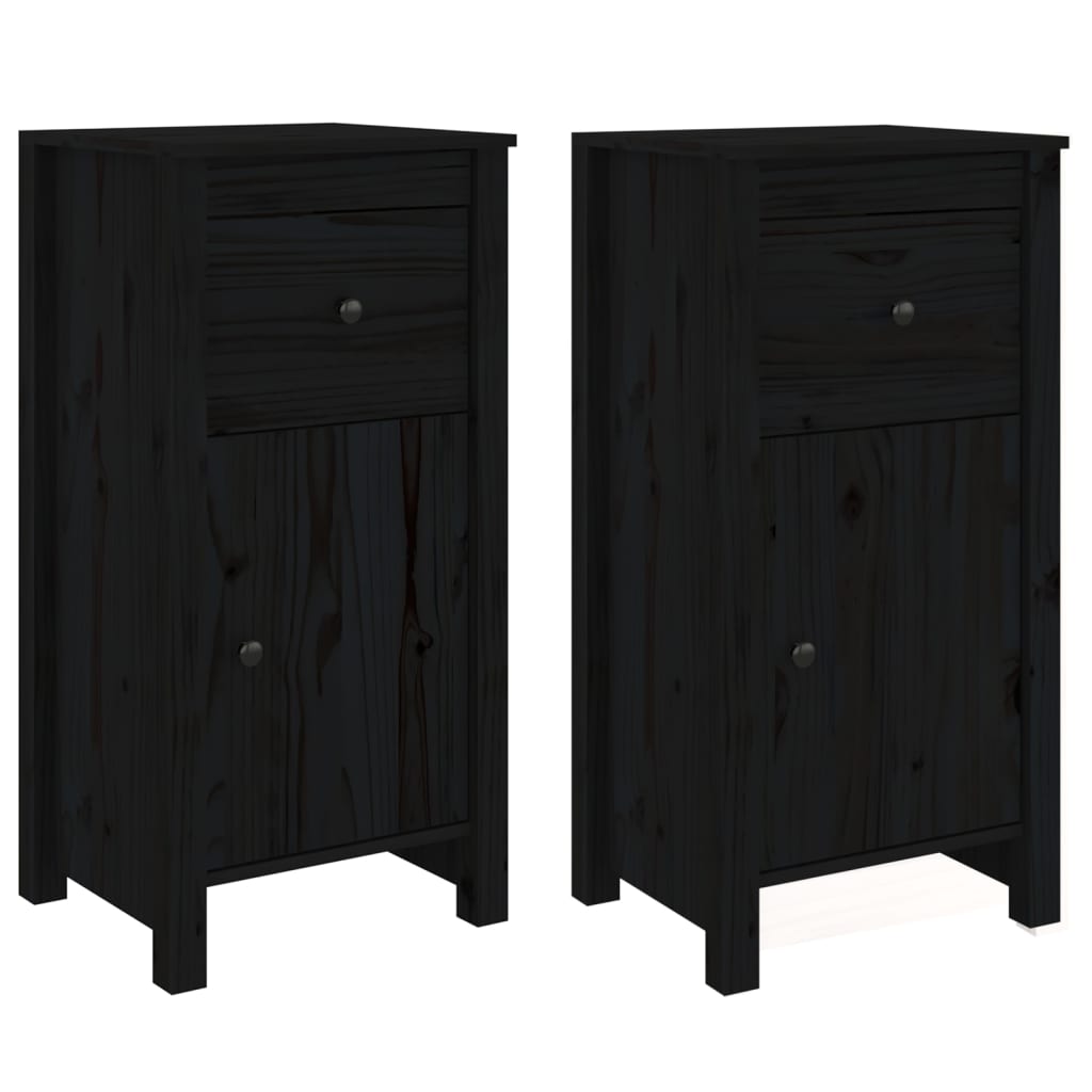 Sideboards 2 Stk. Schwarz 40x35x80 cm Massivholz Kiefer - Pazzar.ch