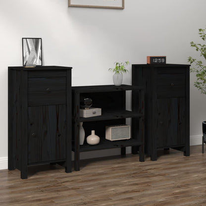 Sideboards 2 Stk. Schwarz 40x35x80 cm Massivholz Kiefer - Pazzar.ch
