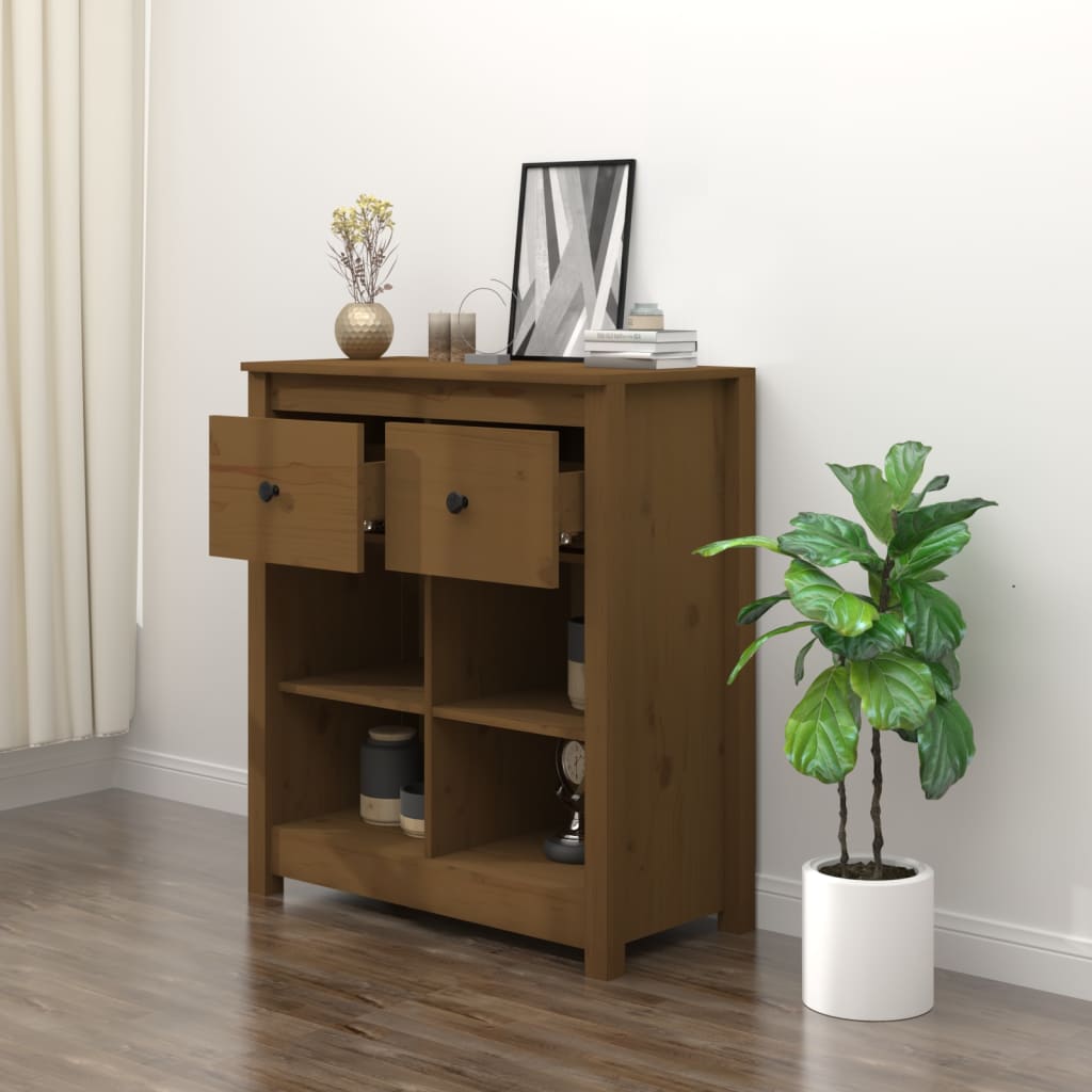 Sideboard Honigbraun 70x35x80 cm Massivholz Kiefer - Pazzar.ch