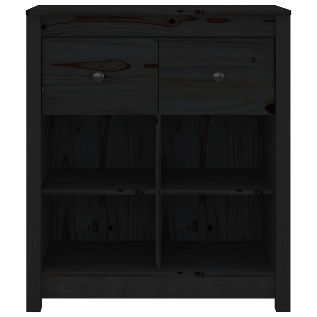 Sideboard Schwarz 70x35x80 cm Massivholz Kiefer - Pazzar.ch