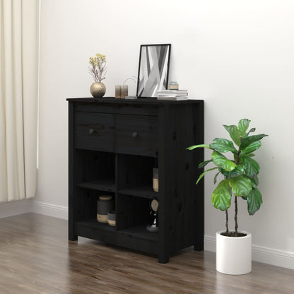 Sideboard Schwarz 70x35x80 cm Massivholz Kiefer - Pazzar.ch