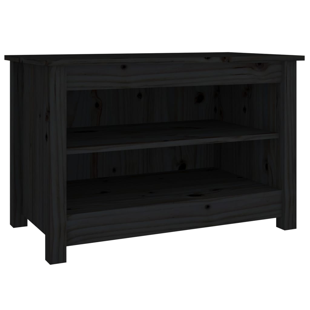 Schuhbank Schwarz 70x38x45,5 cm Massivholz Kiefer - Pazzar.ch