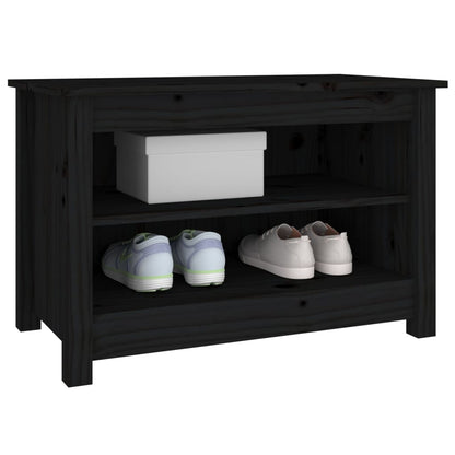 Schuhbank Schwarz 70x38x45,5 cm Massivholz Kiefer - Pazzar.ch