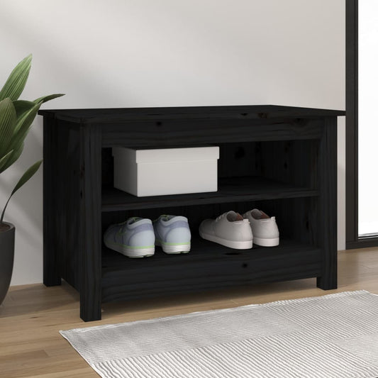 Schuhbank Schwarz 70x38x45,5 cm Massivholz Kiefer - Pazzar.ch