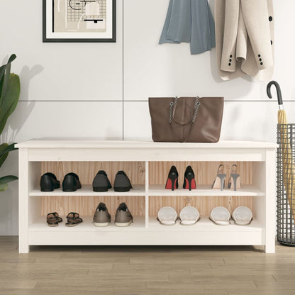 Schuhbank Weiß 110x38x45,5 cm Massivholz Kiefer - Pazzar.ch