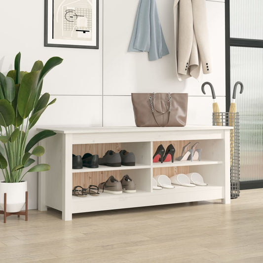 Schuhbank Weiß 110x38x45,5 cm Massivholz Kiefer - Pazzar.ch