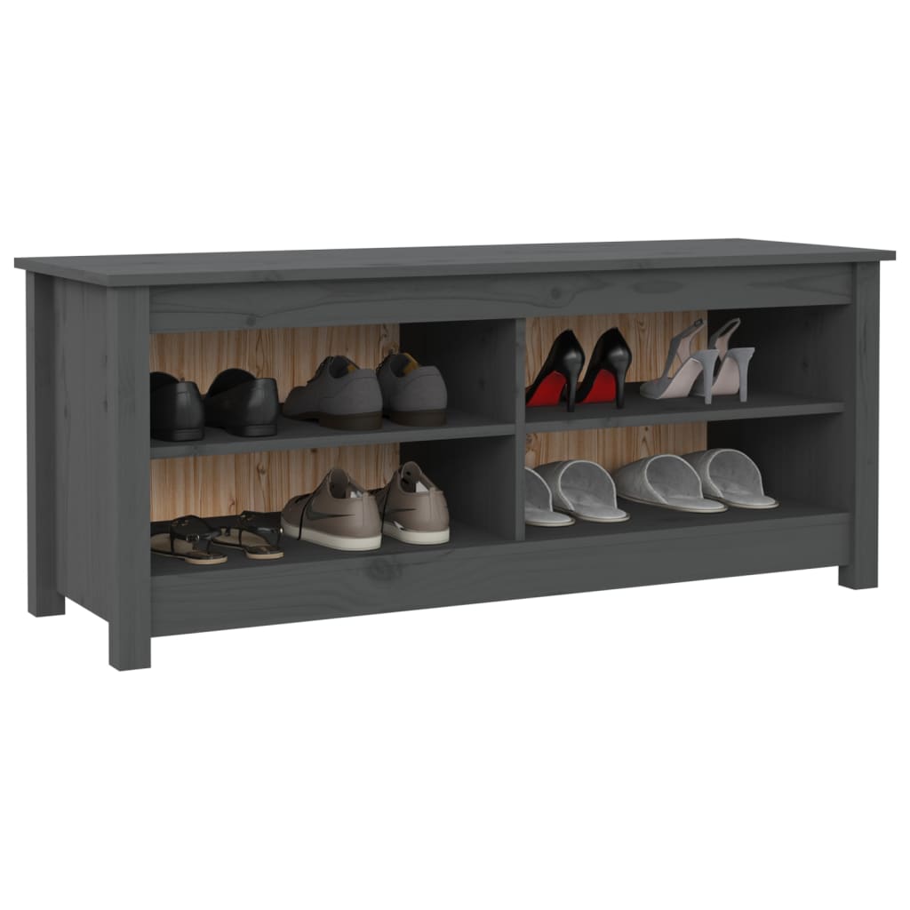 Schuhbank Grau 110x38x45,5 cm Massivholz Kiefer - Pazzar.ch