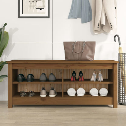 Schuhbank Honigbraun 110x38x45,5 cm Massivholz Kiefer - Pazzar.ch