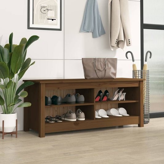 Schuhbank Honigbraun 110x38x45,5 cm Massivholz Kiefer - Pazzar.ch