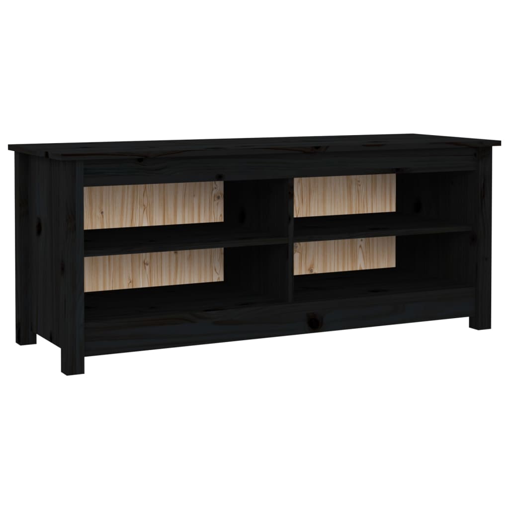 Schuhbank Schwarz 110x38x45,5 cm Massivholz Kiefer - Pazzar.ch