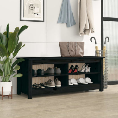 Schuhbank Schwarz 110x38x45,5 cm Massivholz Kiefer - Pazzar.ch