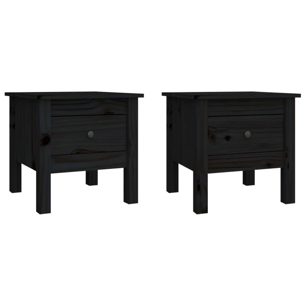 Beistelltische 2 Stk. Schwarz 40x40x39 cm Massivholz Kiefer - Pazzar.ch