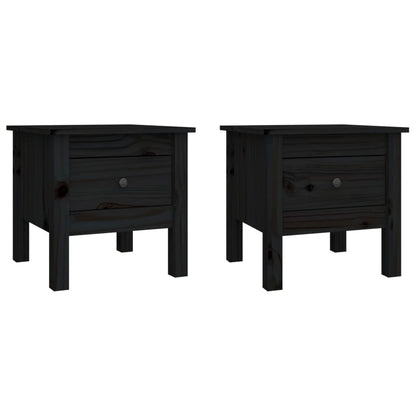 Beistelltische 2 Stk. Schwarz 40x40x39 cm Massivholz Kiefer - Pazzar.ch