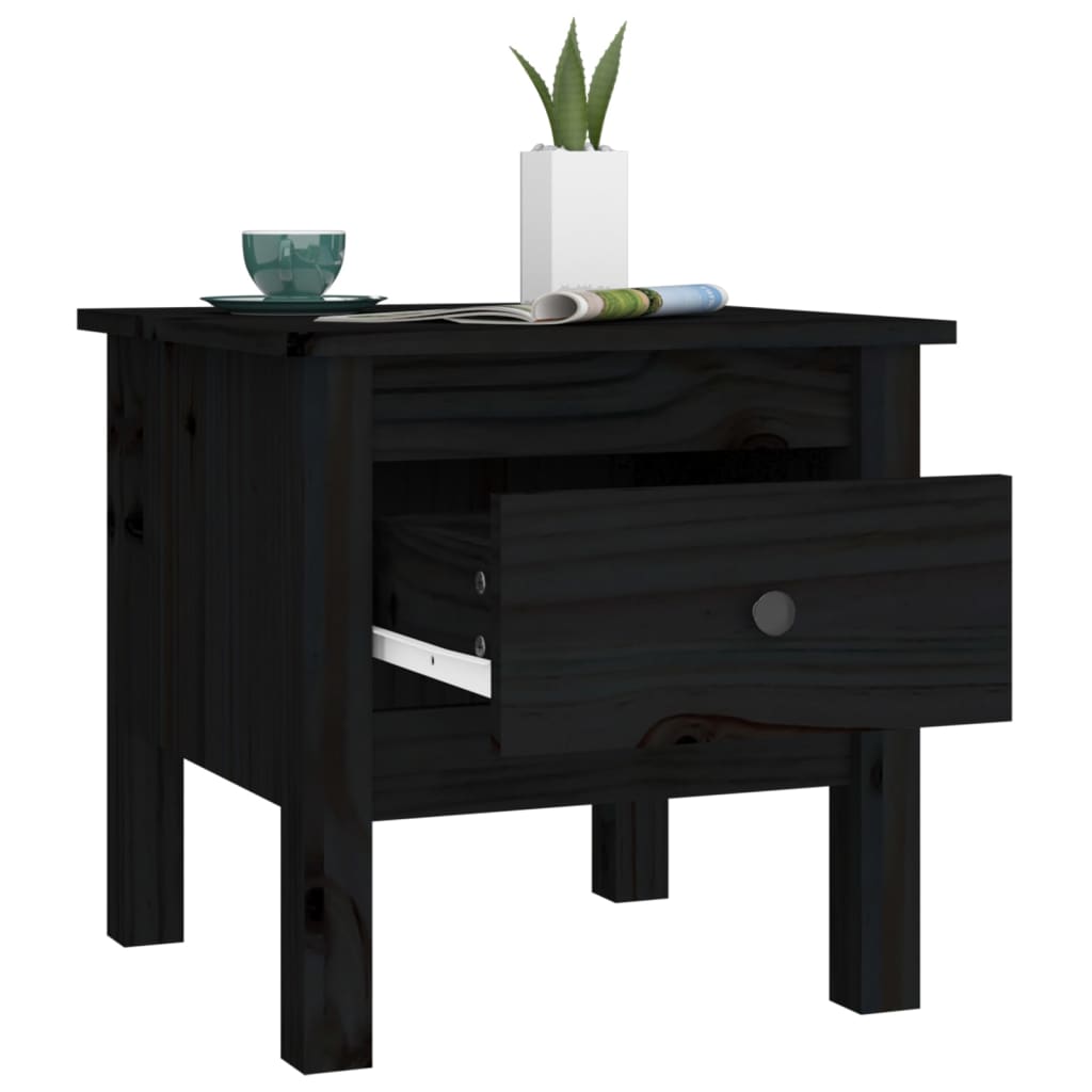 Beistelltische 2 Stk. Schwarz 40x40x39 cm Massivholz Kiefer - Pazzar.ch