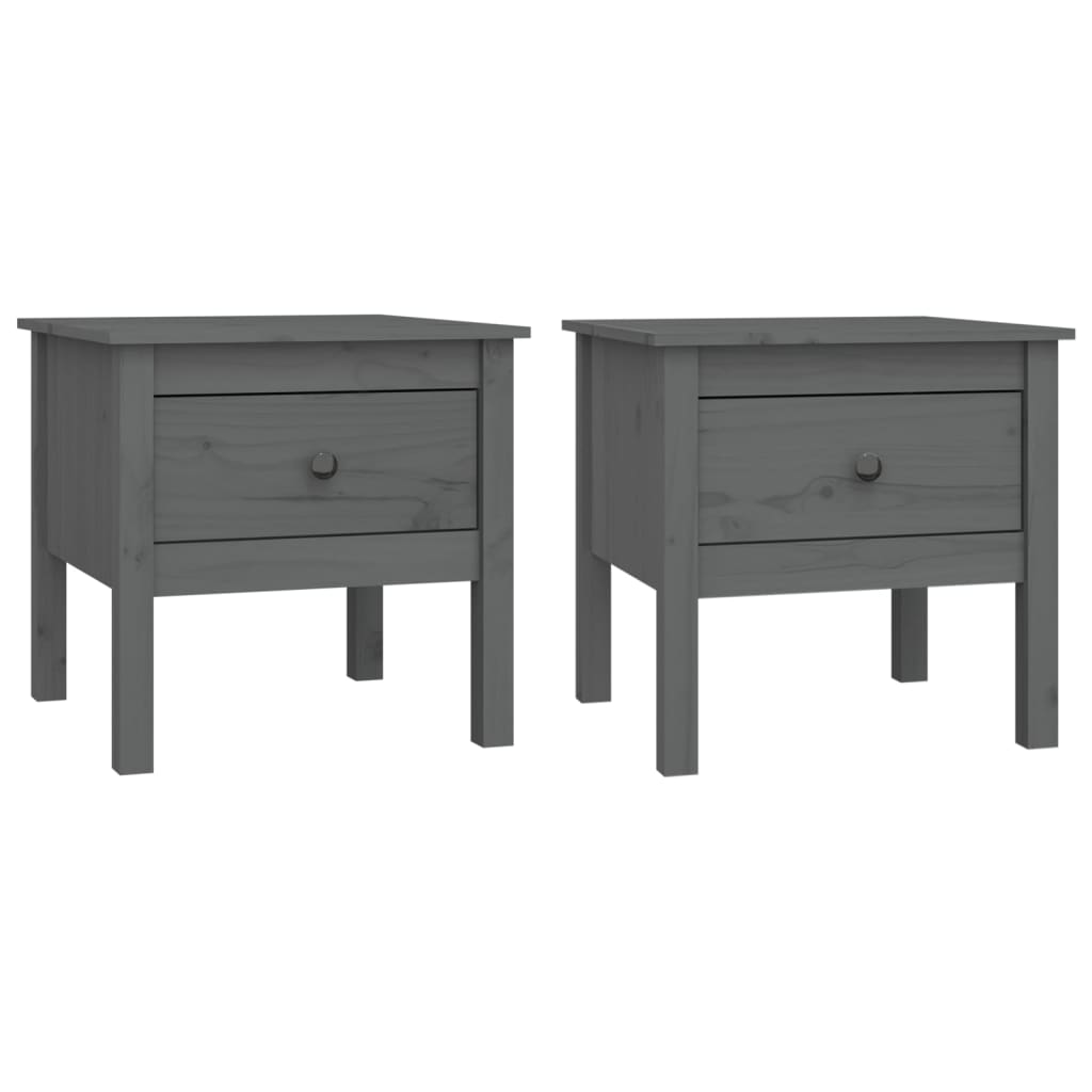 Beistelltische 2 Stk. Grau 50x50x49 cm Massivholz Kiefer - Pazzar.ch