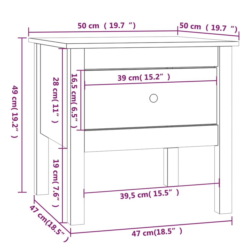 Beistelltisch Honigbraun 50x50x49 cm Massivholz Kiefer - Pazzar.ch