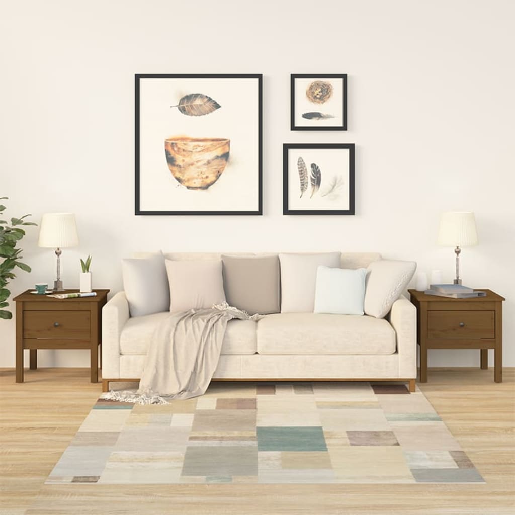 Beistelltische 2 Stk. Honigbraun 50x50x49 cm Massivholz Kiefer - Pazzar.ch