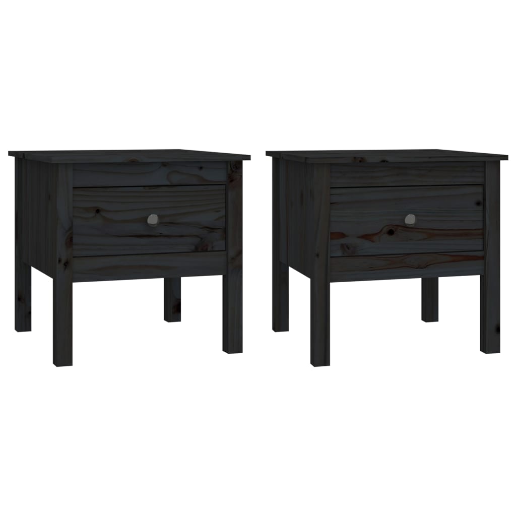 Beistelltische 2 Stk. Schwarz 50x50x49 cm Massivholz Kiefer - Pazzar.ch