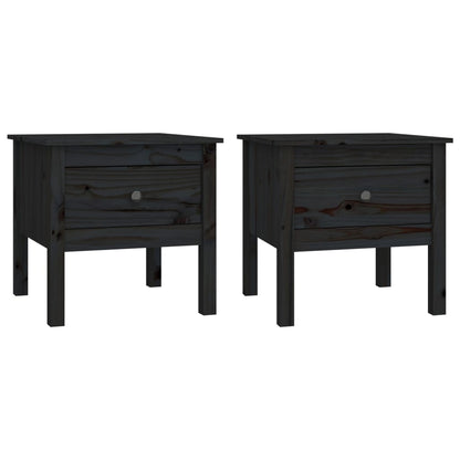 Beistelltische 2 Stk. Schwarz 50x50x49 cm Massivholz Kiefer - Pazzar.ch