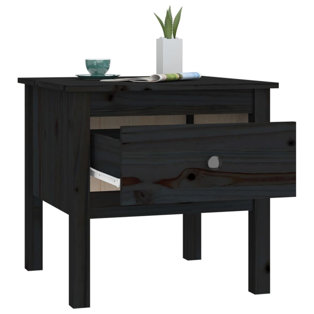 Beistelltische 2 Stk. Schwarz 50x50x49 cm Massivholz Kiefer - Pazzar.ch