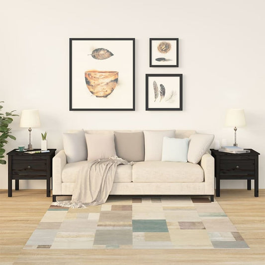 Beistelltische 2 Stk. Schwarz 50x50x49 cm Massivholz Kiefer - Pazzar.ch